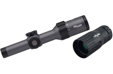 Sig Sauer Tango6 Rifle Scope, 1-6X24mm, 30mm, FFP, 300 Blackout Horseshoe Dot Illuminated Reticle, Graphite, SOT61012 with Trybe Optics Enhancer